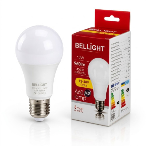 Лампа низьковольтна LED A60 12-48V 12W E27 4000K  світлодіодна