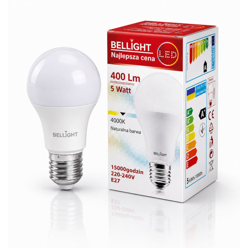 Світлодіодна лампа LED A55 5W E27 4000K 220V Best Price
