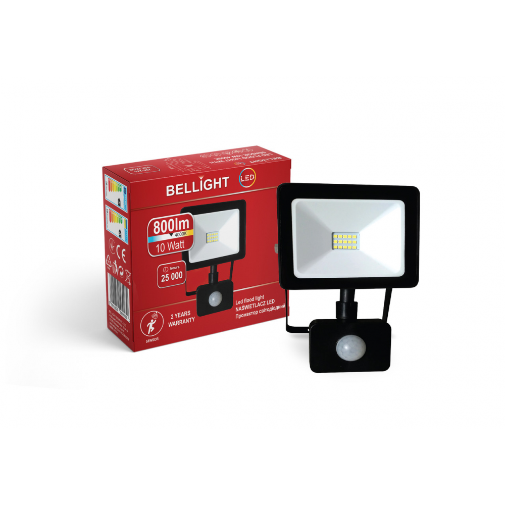 Прожектор світлодіодний Bellight 230V 10W 4000K з датчиком руху