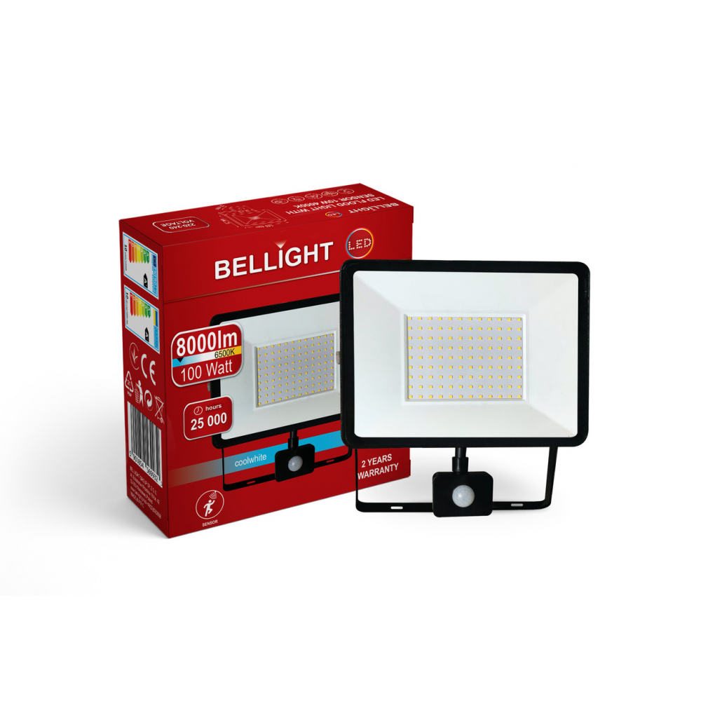 Прожектор світлодіодний Bellight 230V 100W 6500K з датчиком руху