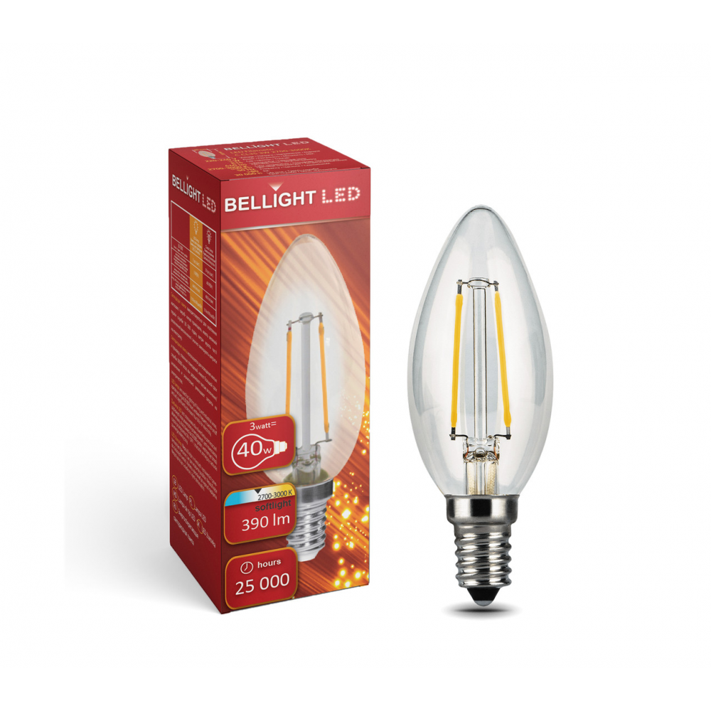Лампа свічка led філаментна C37 230V 3W E14 4000K