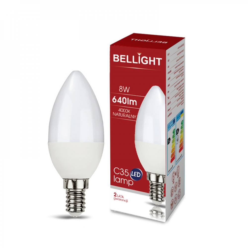 Лампа світлодіодна LED С35 220V/8W E14 4000K