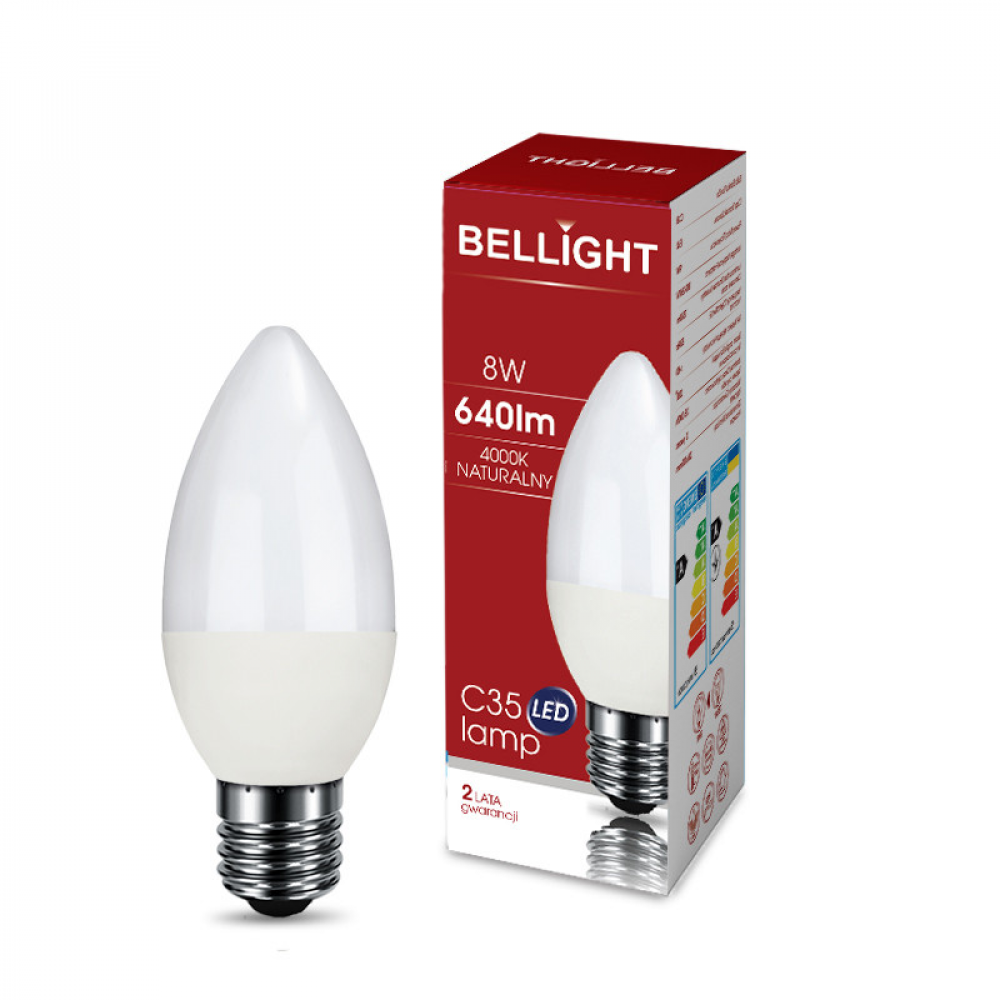 Лампа світлодіодна LED С35 220V/8W E27 4000K