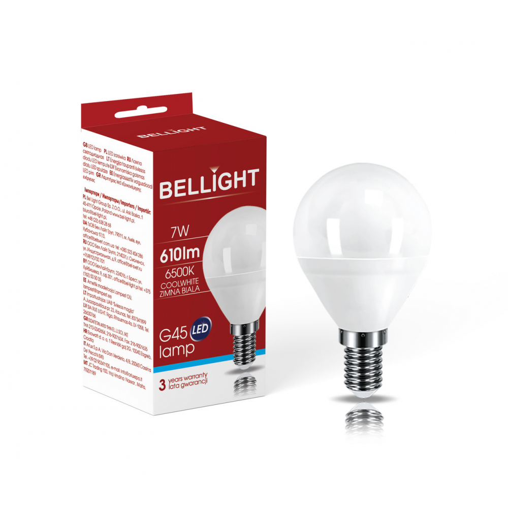 Лампа світлодіодна LED G45 220V/7W E14 6500K