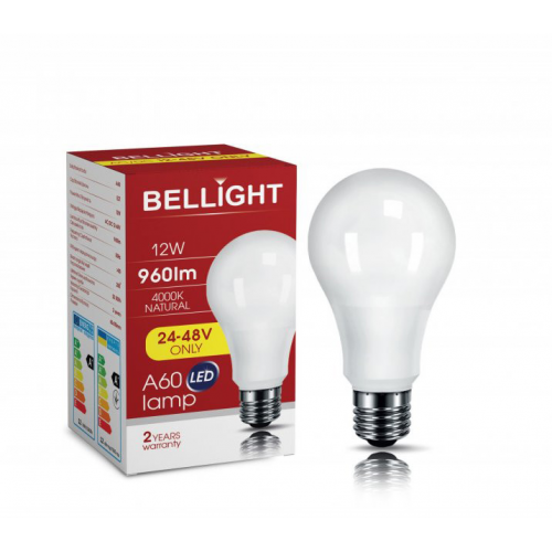 Лампа низьковольтна LED A60 24/48V 12W E27 4000K світлодіодна