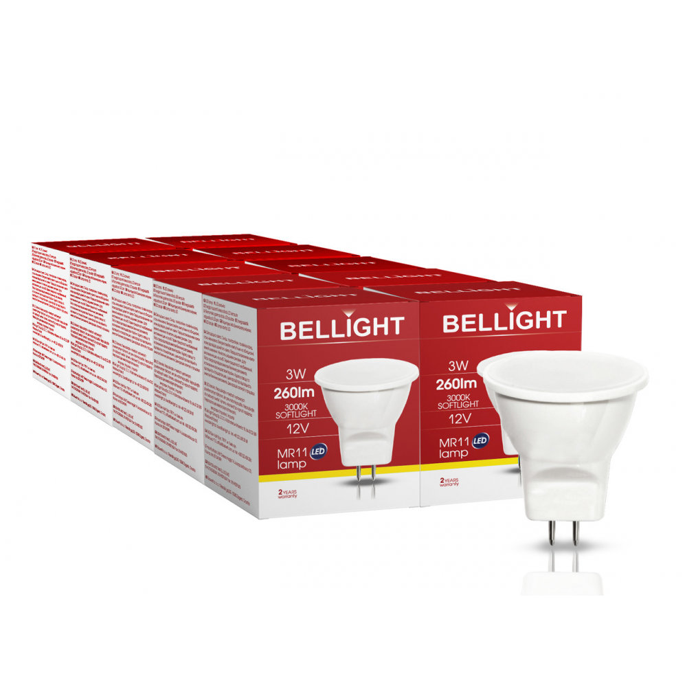 Лампа світлодіодна LED MR11 12V 3W 3000K низьковзольтна. Набір 10шт.