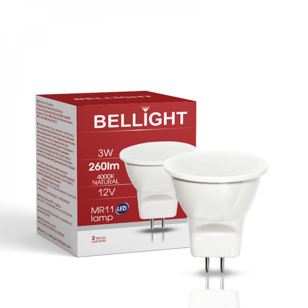 Лампа світлодіодна LED MR11 12V 3W 4000K низьковзольтна