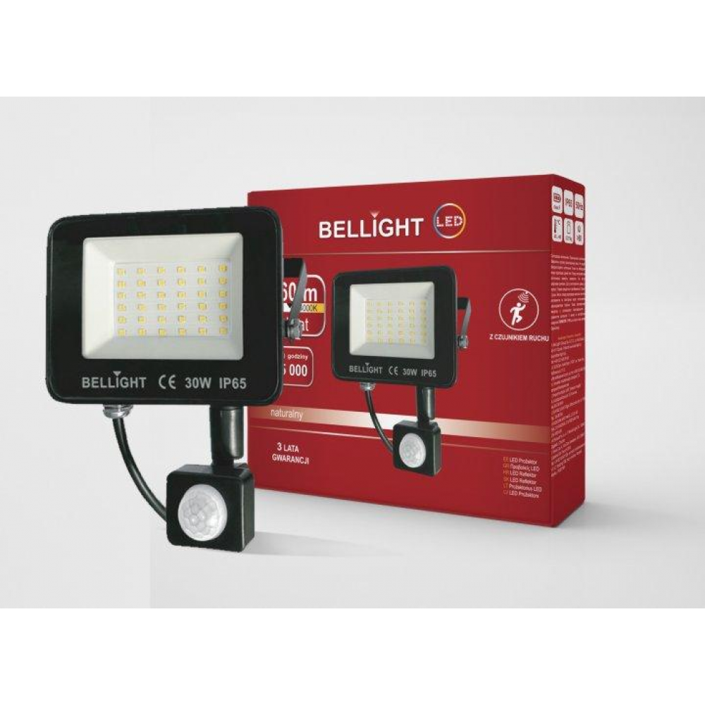 Прожектор світлодіодний Bellight 230V 30W 4000K з датчиком руху