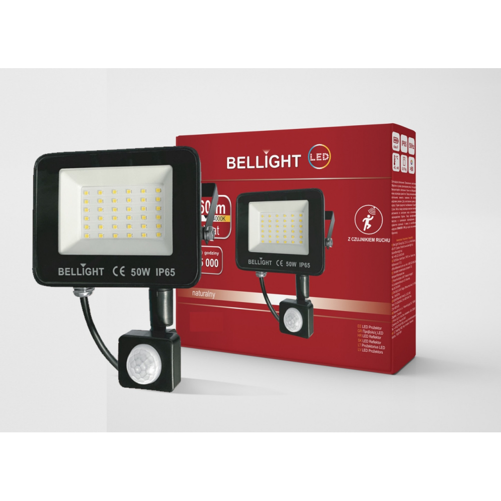 Прожектор світлодіодний Bellight 230V 50W 4000K з датчиком руху