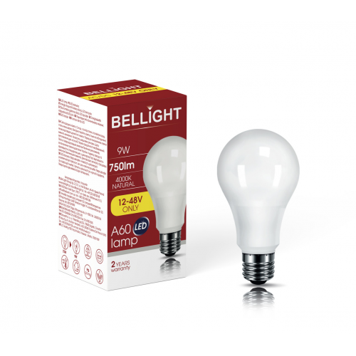 Лампа низьковольтна LED A60 12/48V 9W E27 4000K світлодіодна