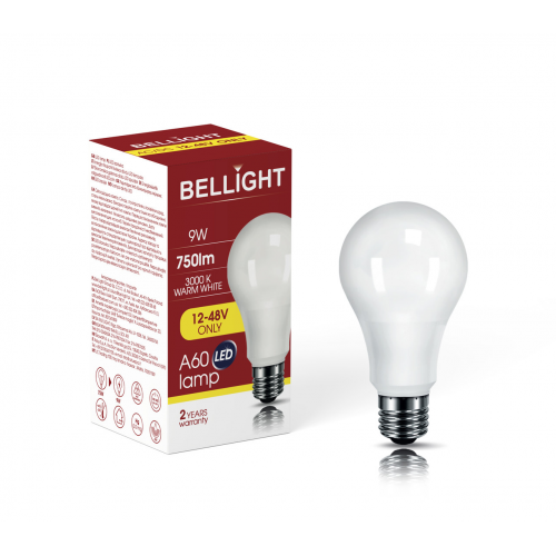 Лампа низьковольтна LED A60 12/48V 9W E27 3000K світлодіодна
