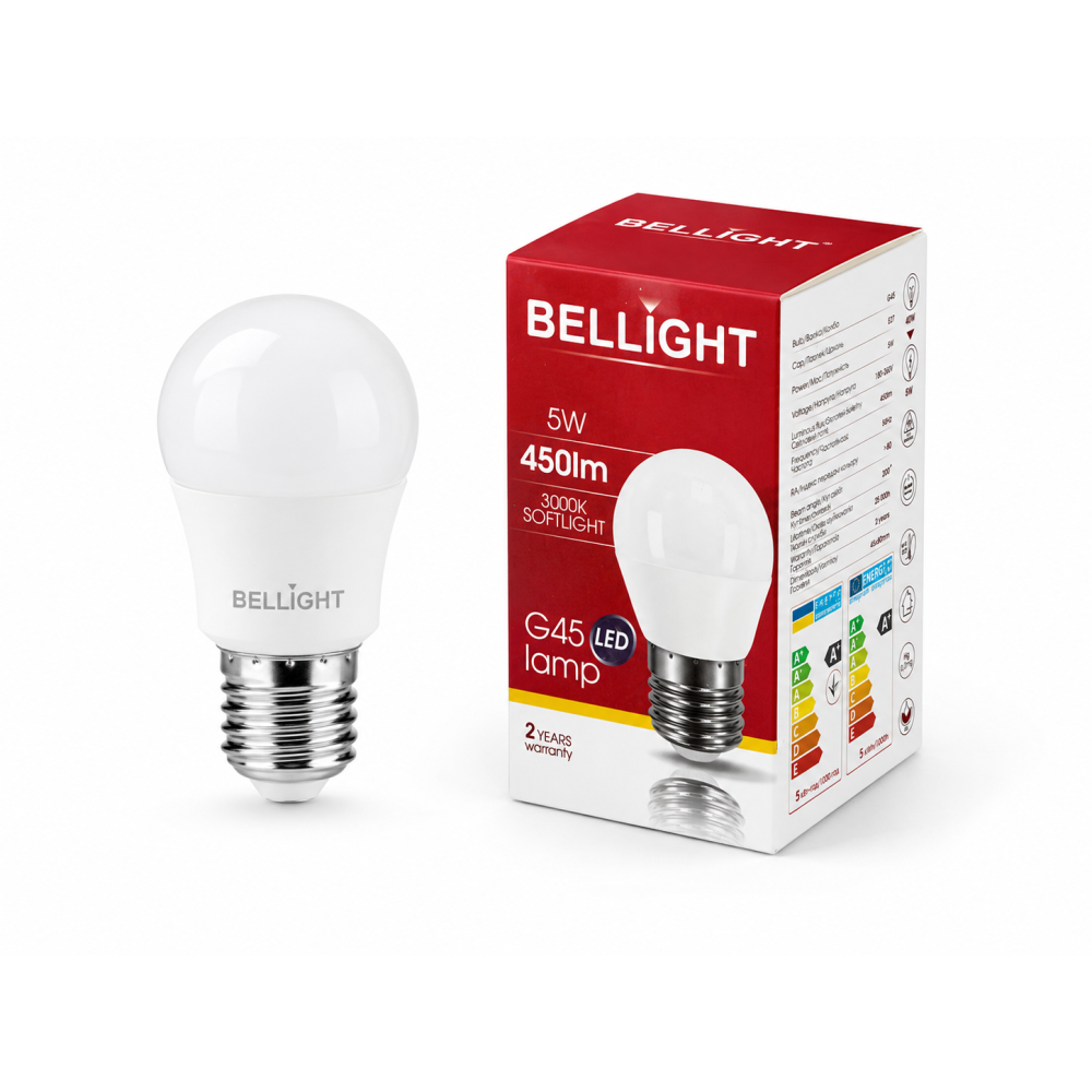 Лампа светодиодная LED G45 230V 5W E27 3000K