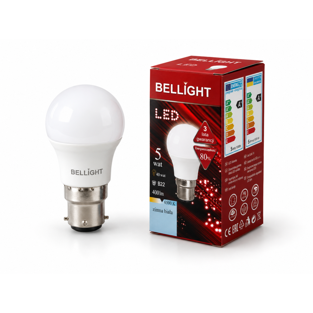Лампа светодиодная LED G45 230V 5W В22 6500K