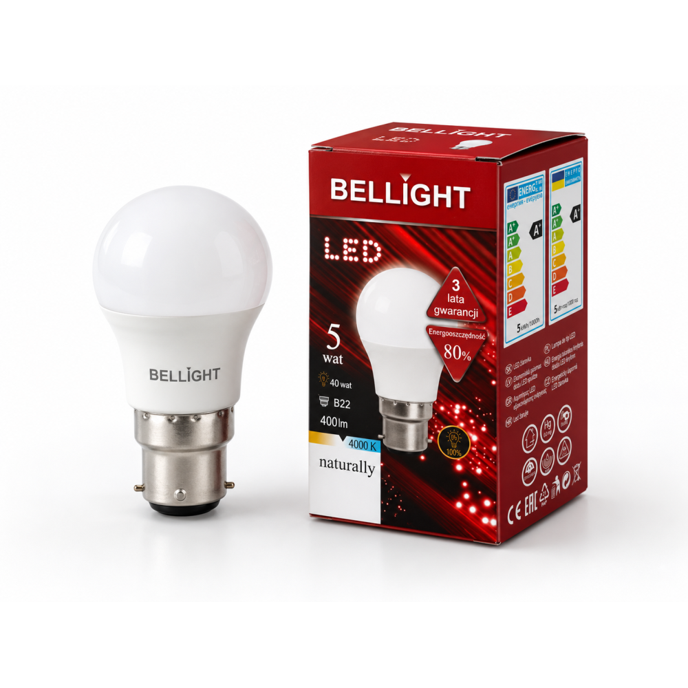 Лампа светодиодная LED G45 230V 5W В22 4000K