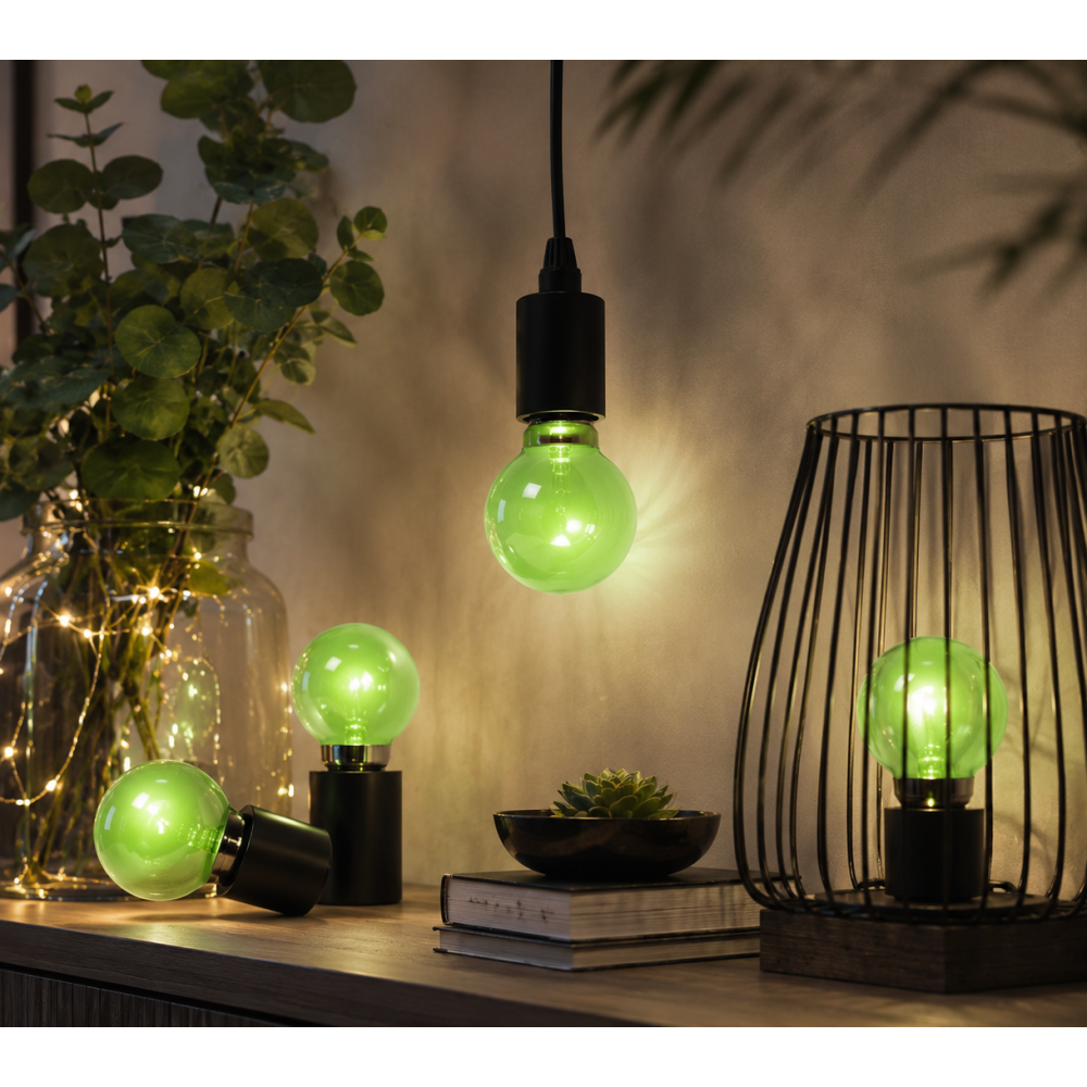 Лампа светодиодная LED G45 220V 1,5W E27 3000K зеленая