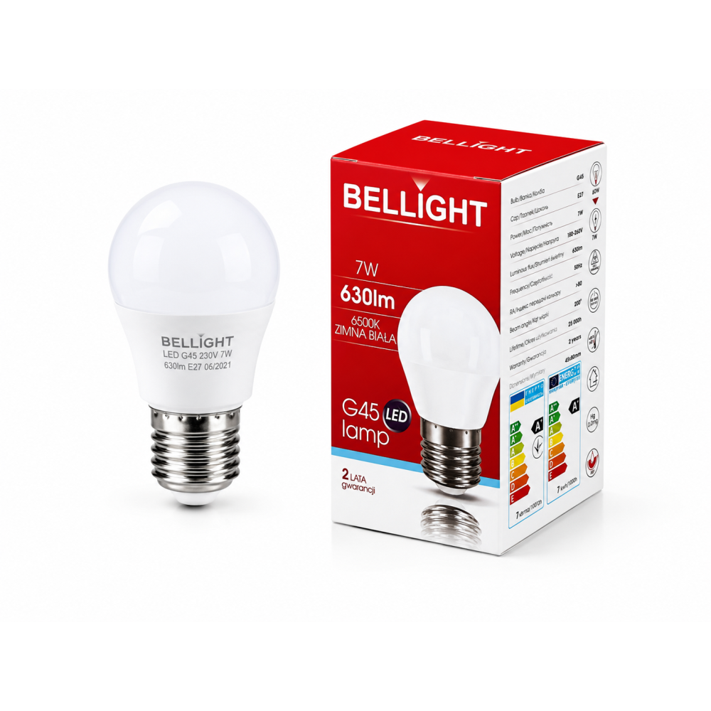 Лампа светодиодная LED G45 230V 7W E27 6500K