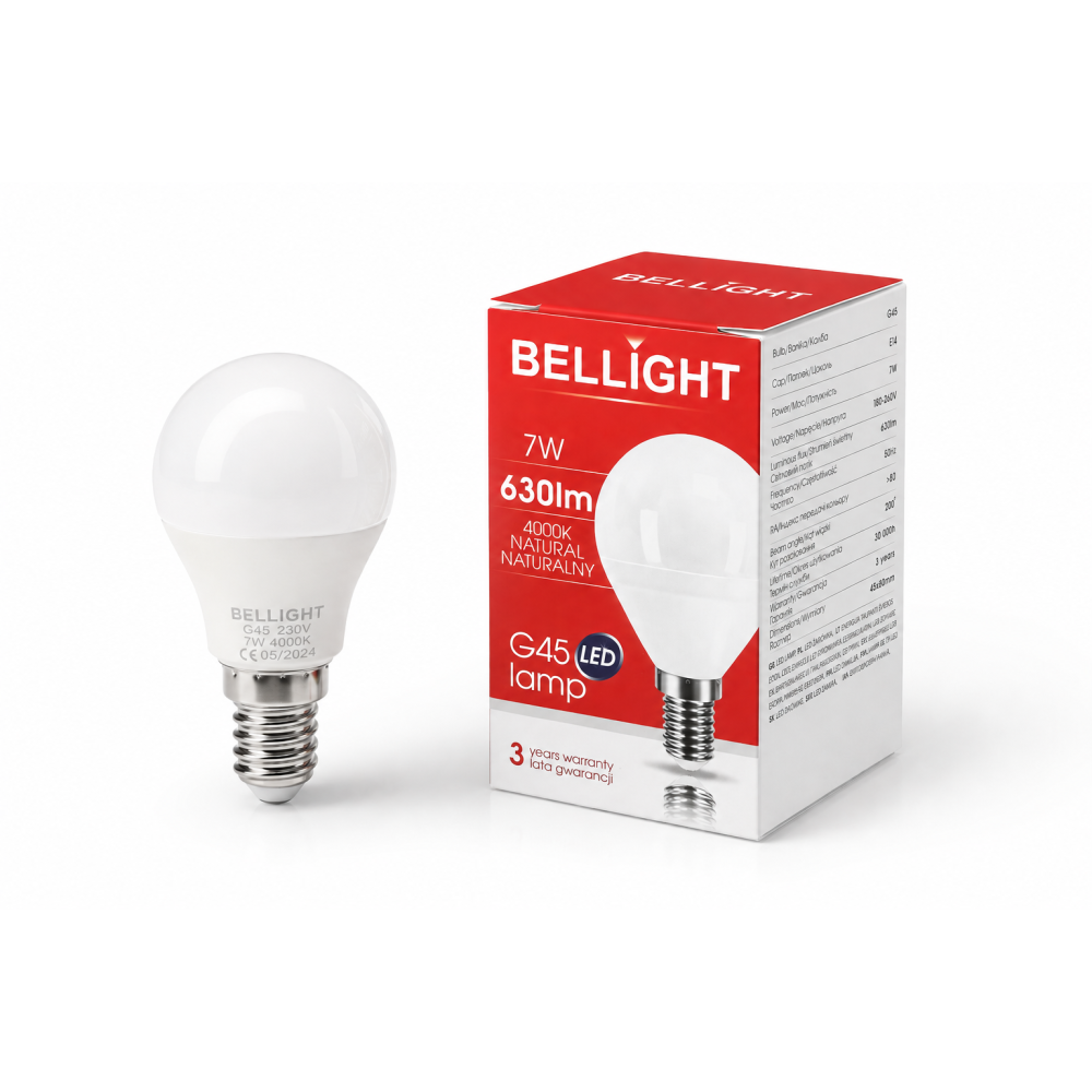 Лампа светодиодная LED G45 230V 7W E14 4000K