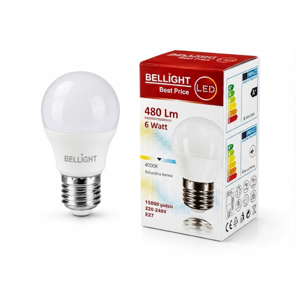 Лампа светодиодная LED G45 230V 6W E27 4000K
