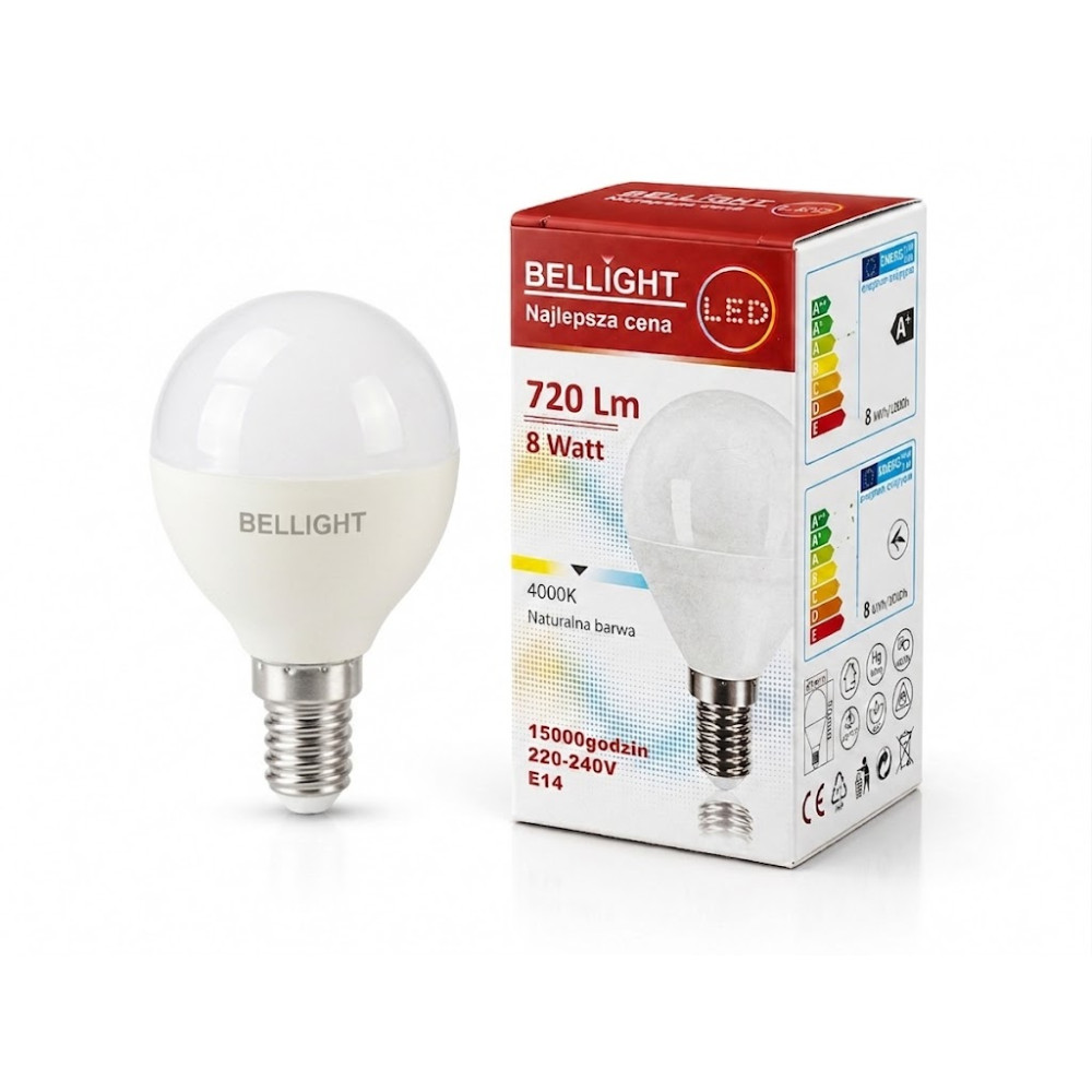 Лампа светодиодная LED G45 230V 8W E14 4000K