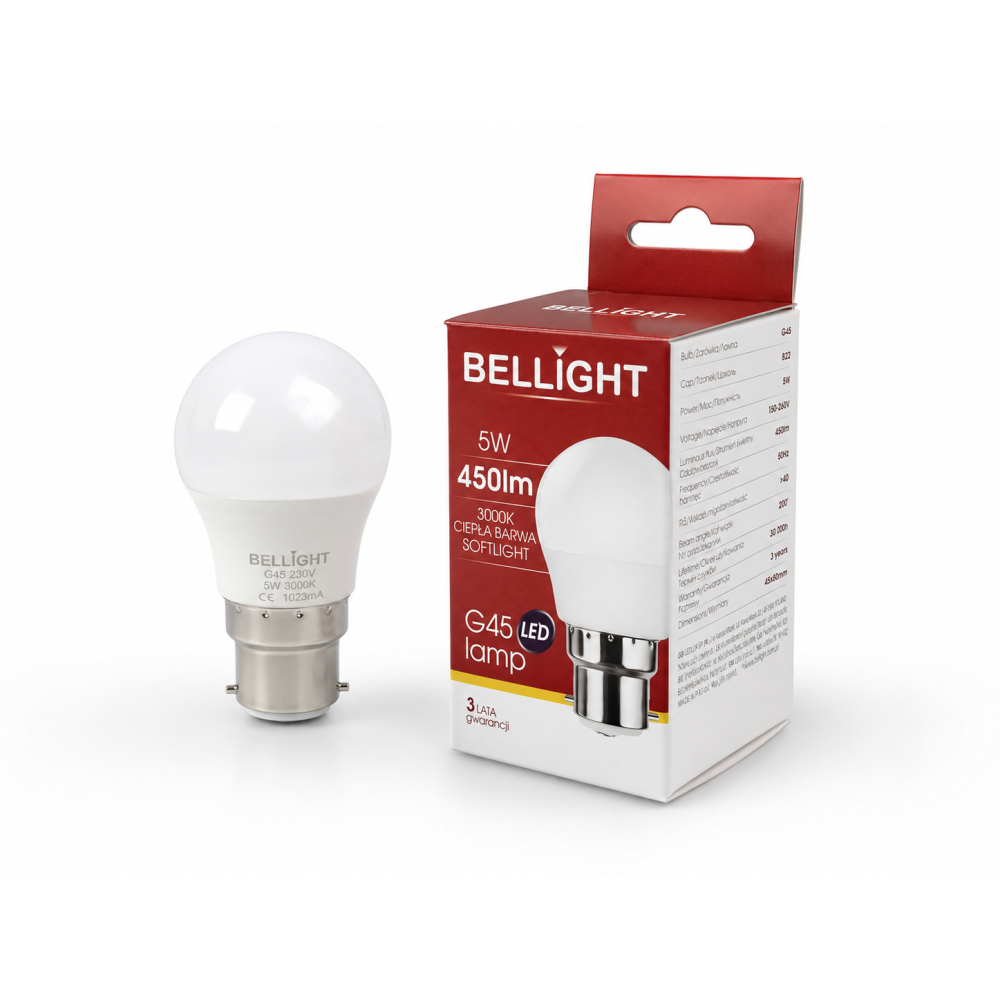 Лампа светодиодная LED G45 230V 5W В22 3000K