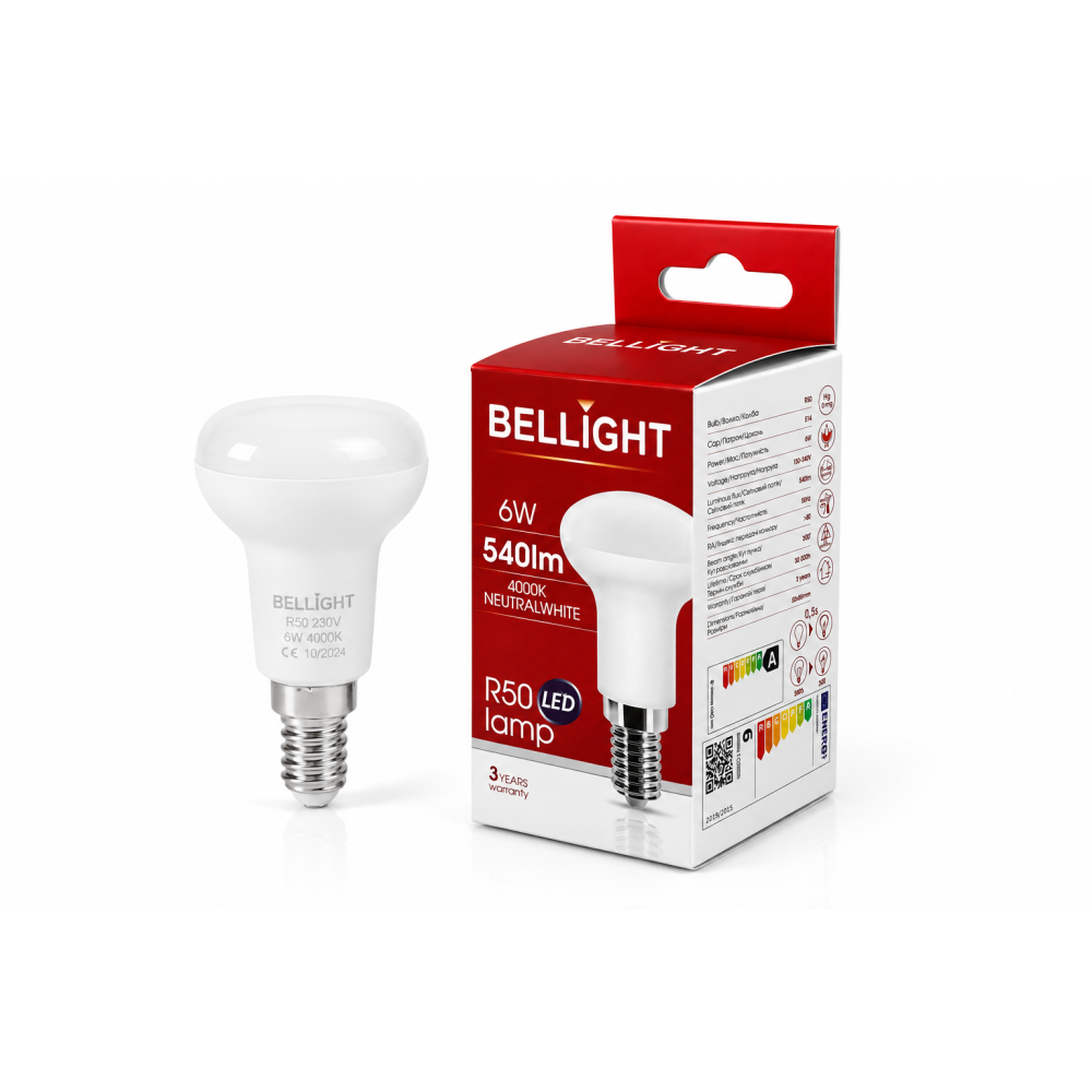 Лампа светодиодная LED R50 230V 6W E14 4000K