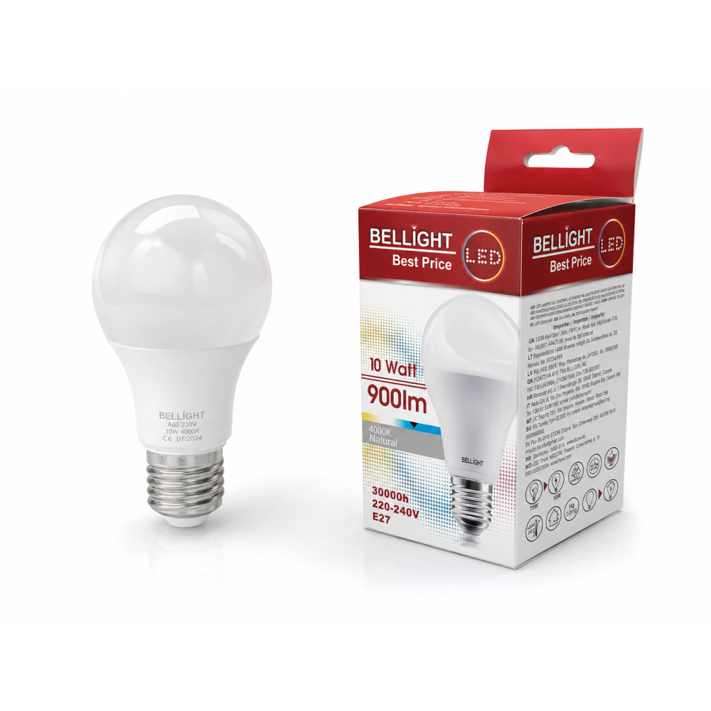 Лампа світлодіодна LED A60 220V 10W E27 4000K