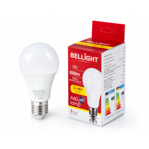 Лампа низьковольтна LED A60 12-48V 9W E27 3000K світлодіодна