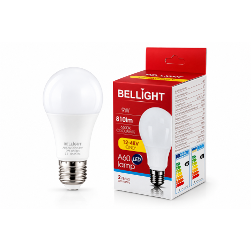 Лампа низьковольтна LED A60 12-48V 9W E27 6500K світлодіодна