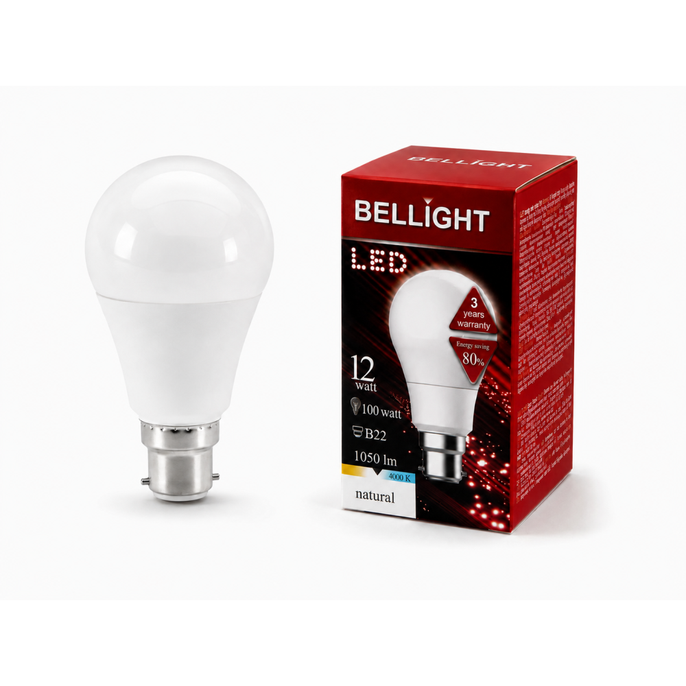 Лампа светодиодная Bellight LED A60 220V 12W В22 4000K