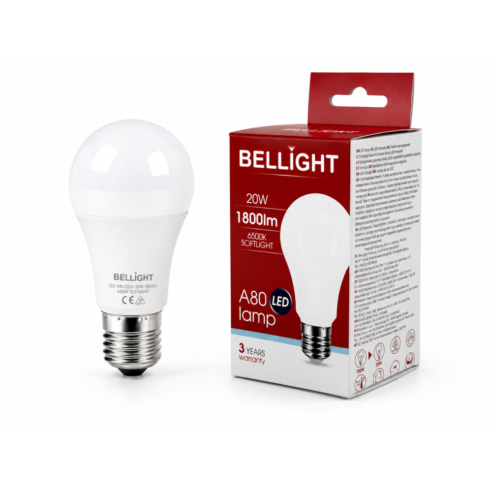 Лампа светодиодная LED A80 220V 20W E27 6500K