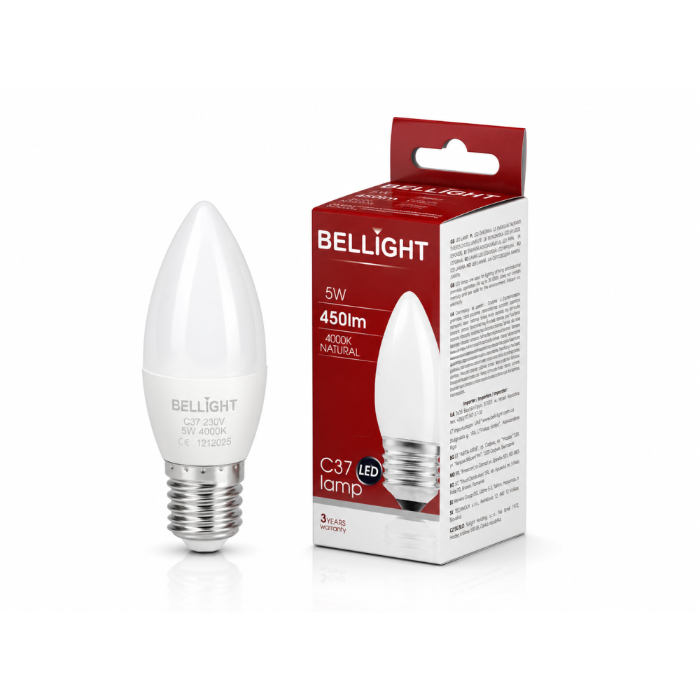 Лампа світлодіодна LED С35 220V/5W E27 4000K свічка